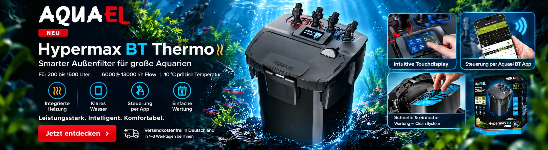 NEU AQUAEL Hypermax BT Thermo – Filterpower für große Aquarien