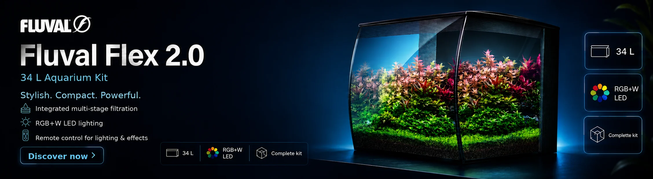 Fluval Flex 2.0 � Compact 34-Liter All-in-One Aquarium