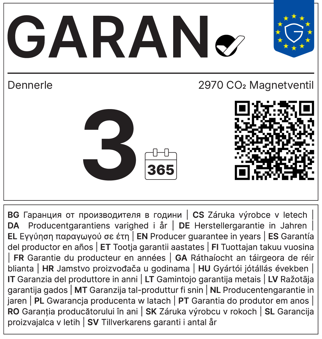 GARAN-Label: 3 Jahre Herstellergarantie
