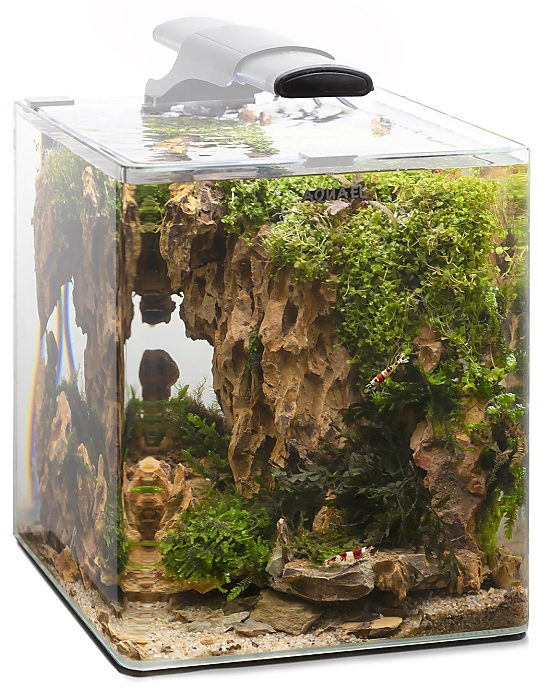AQUAEL OptiBent Set 20 - White Glass Nano Aquarium Complete Kit